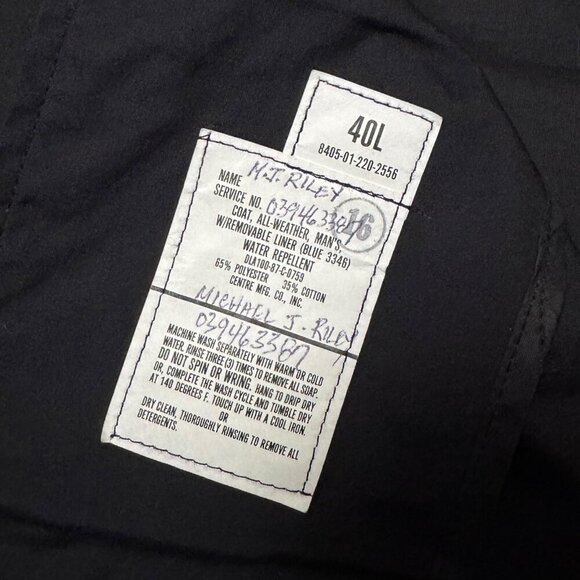 US NAVY DCSP Army Waterproof Business Casual Black Trench Jacket Coat Mens 40L - Picture 3 of 6